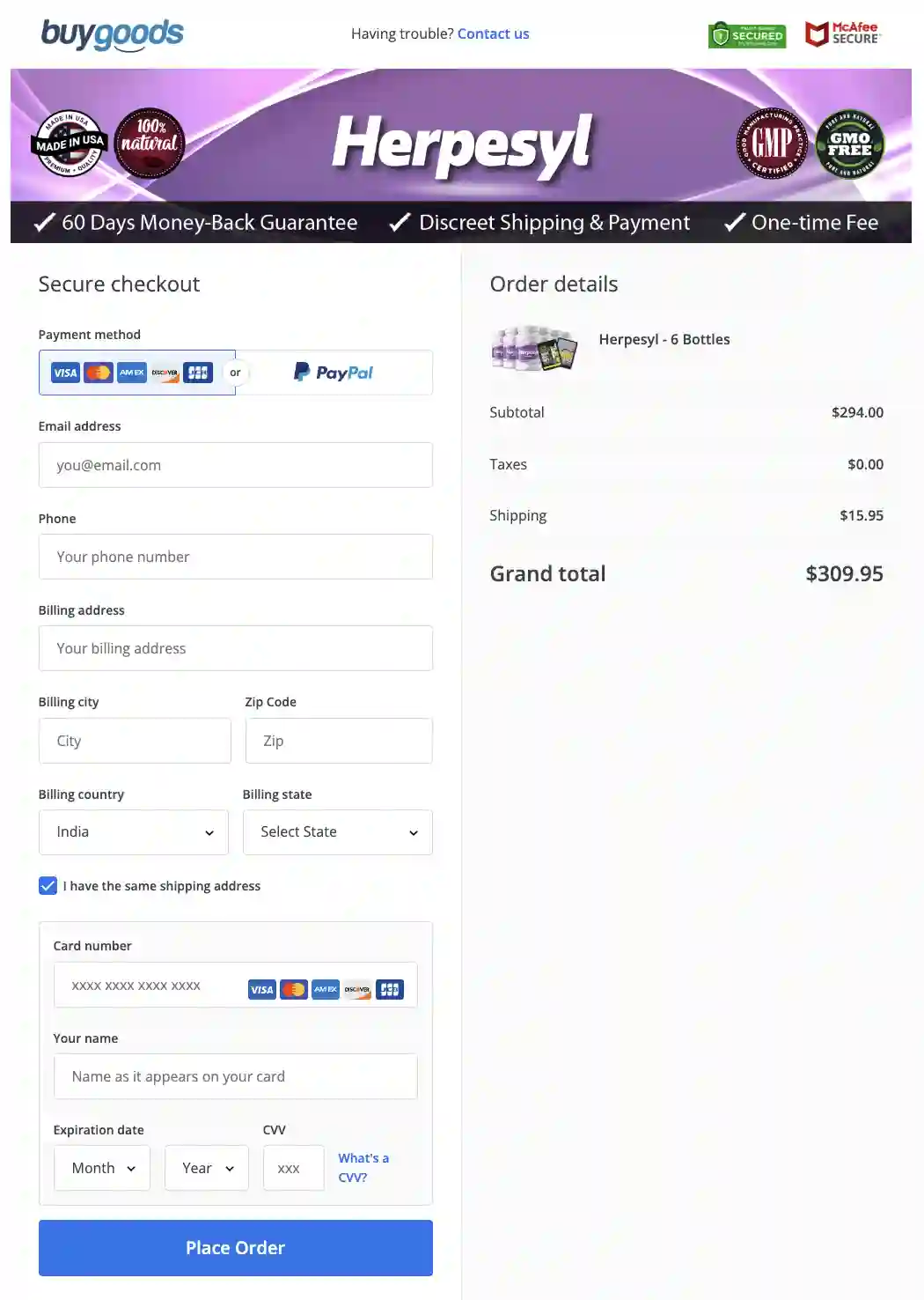 herpesyl order page
